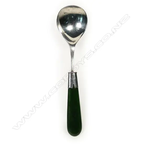 S McLernon (Gisborne) greenstone silver spoon,